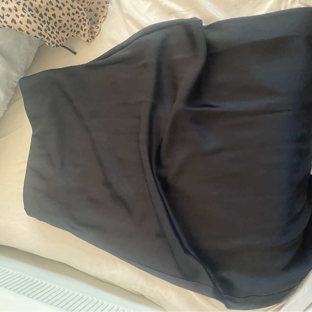 Zara black silk strapless dress